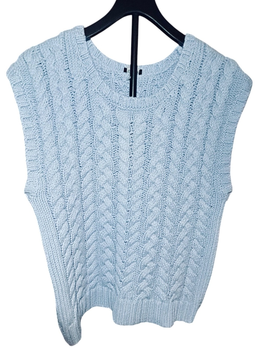 Talbots Pale Blue Cable-Knit Sleeveless Vest